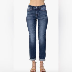 Judy Blue Basic Mid-Rise Cuffed Slim Denim Jeans JB82428